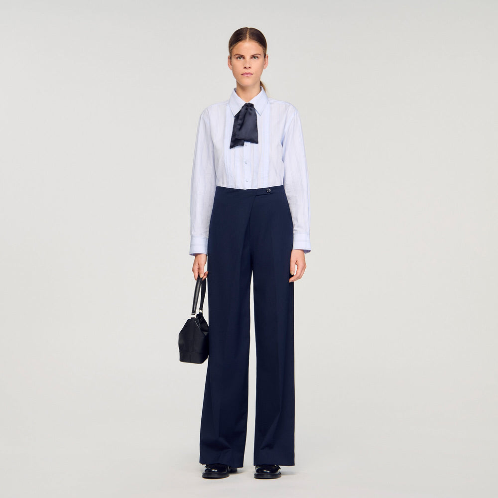 Sandro / Asymmetric straight-leg trousers Navy Blue