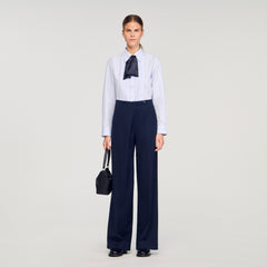 Sandro / Asymmetric straight-leg trousers Navy Blue