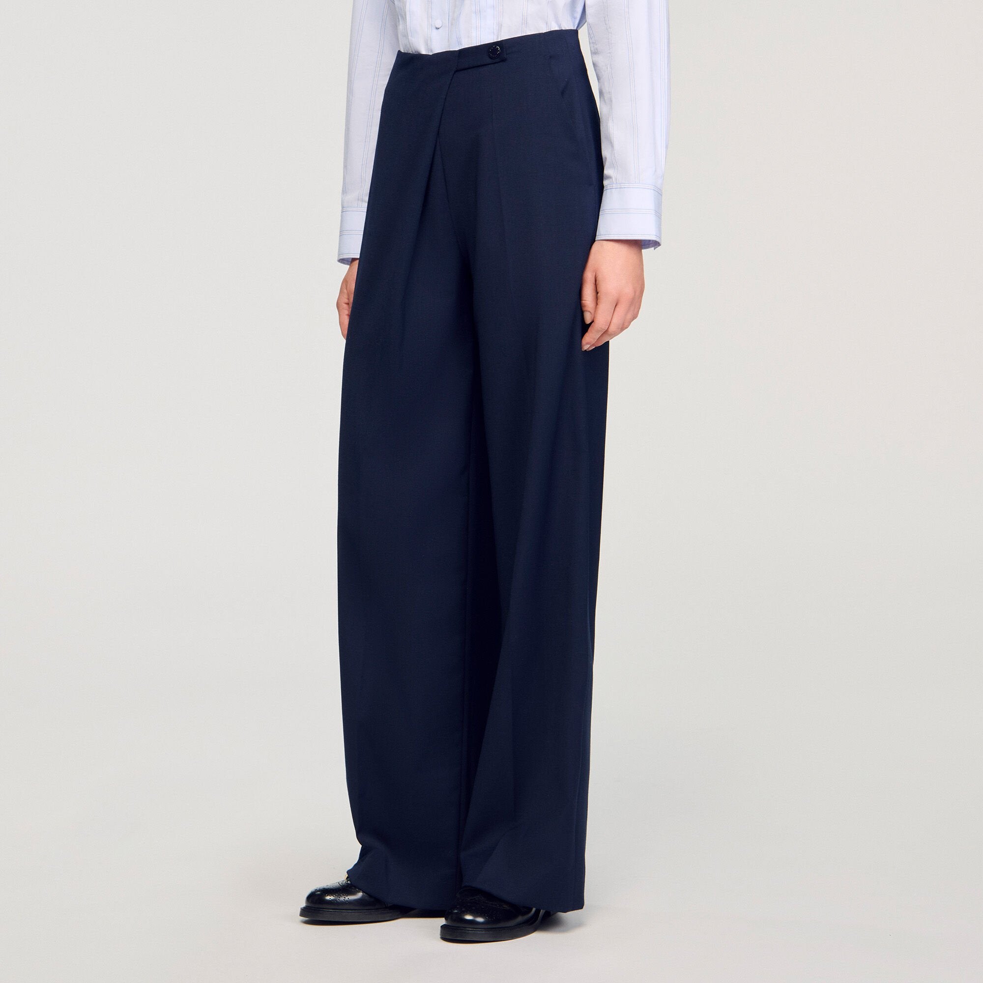 Sandro / Asymmetric straight-leg trousers Navy Blue