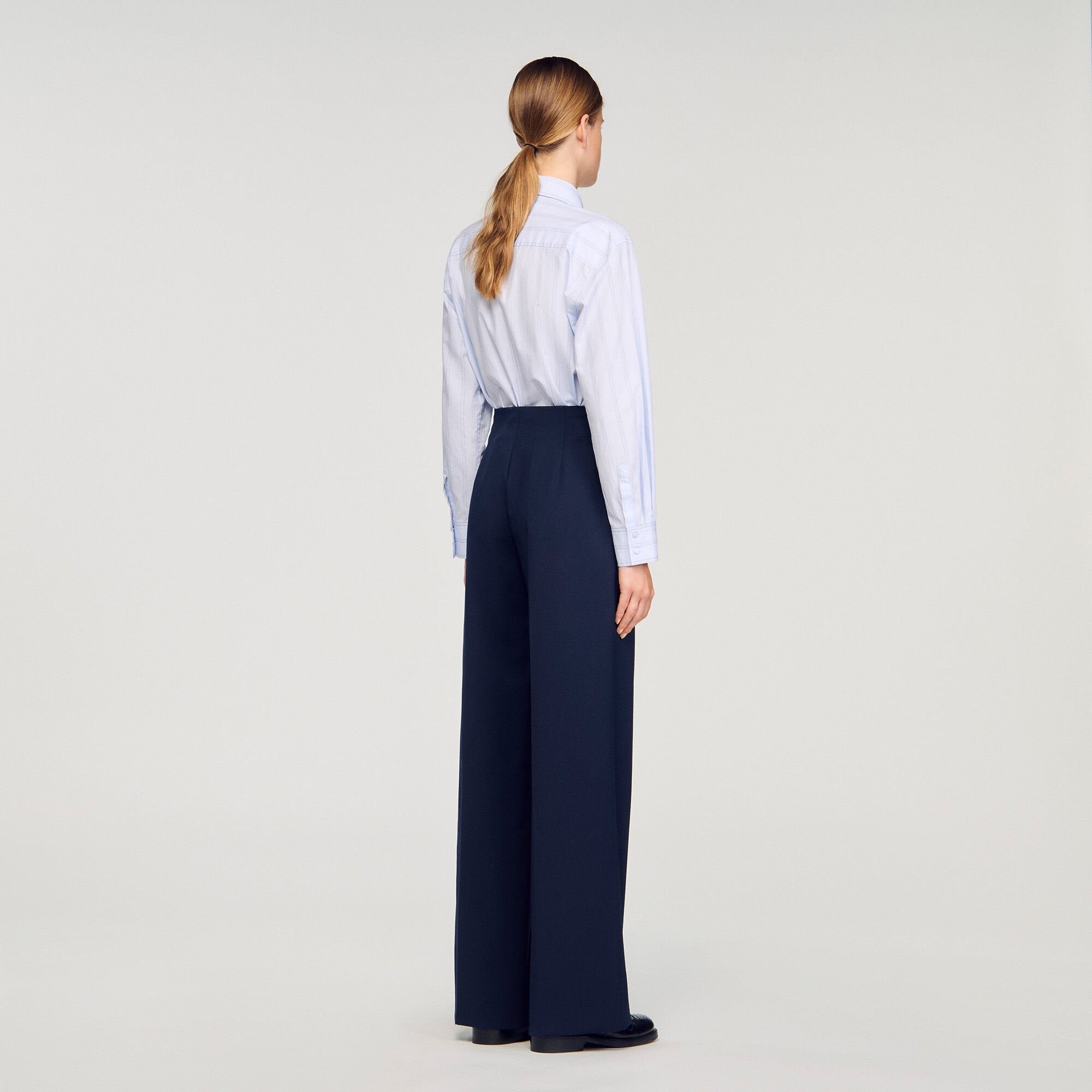 Sandro / Asymmetric straight-leg trousers Navy Blue
