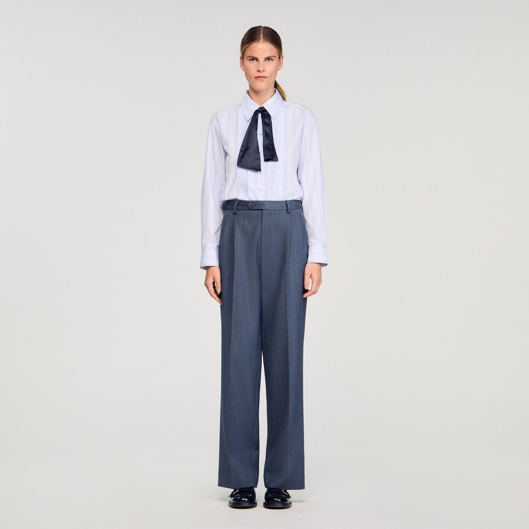 Sandro / Striped wide-leg trousers Blue