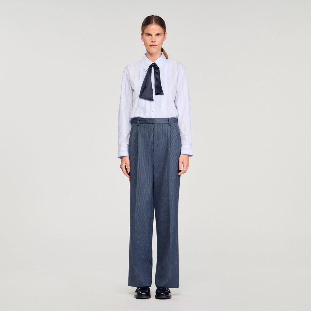 Sandro / Striped wide-leg trousers Blue