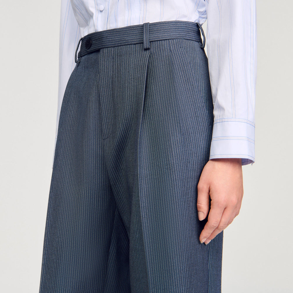 Sandro / Striped wide-leg trousers Blue
