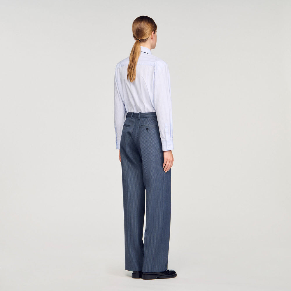 Sandro / Striped wide-leg trousers Blue