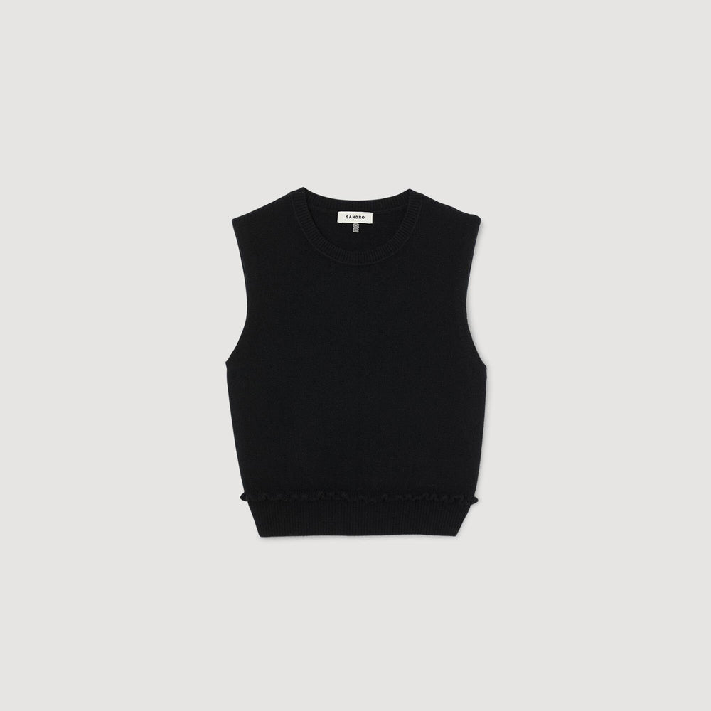 Sandro / Ruffled cropped sweater Black