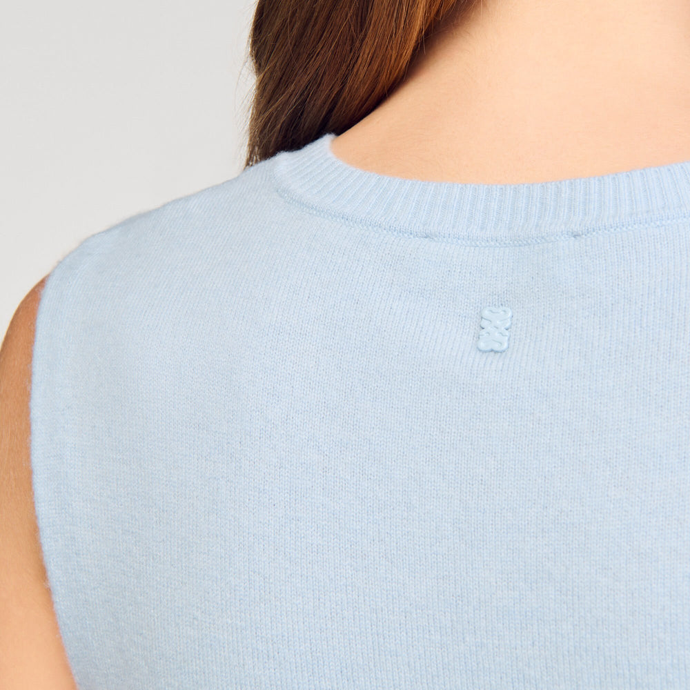 Sandro / Ruffled cropped sweater Sky Blue