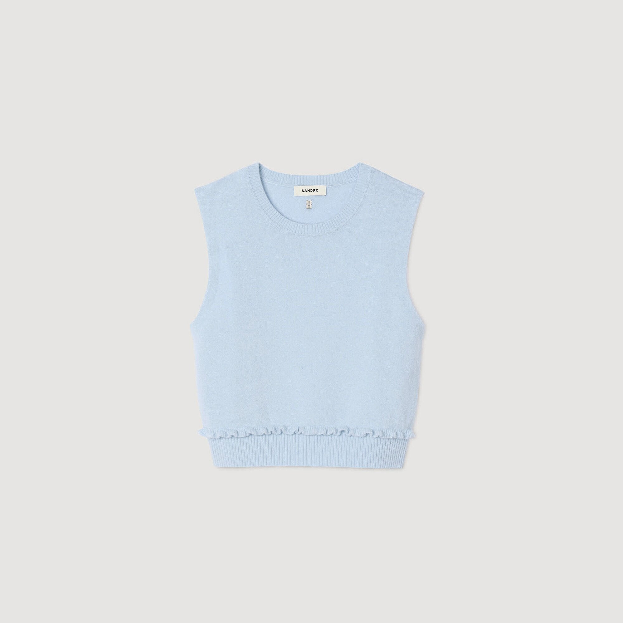 Sandro / Ruffled cropped sweater Sky Blue