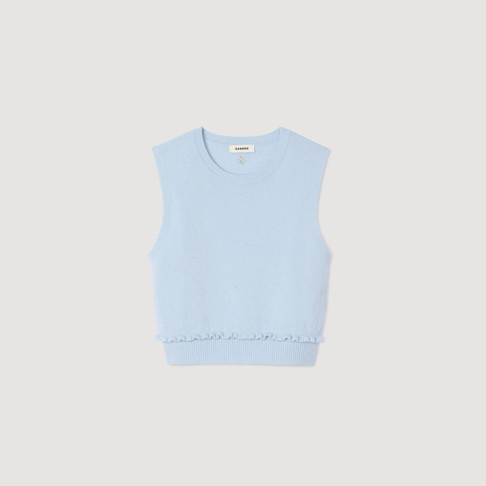 Sandro / Ruffled cropped sweater Sky Blue