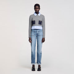Sandro / Cropped wool and cashmere sweater Grey