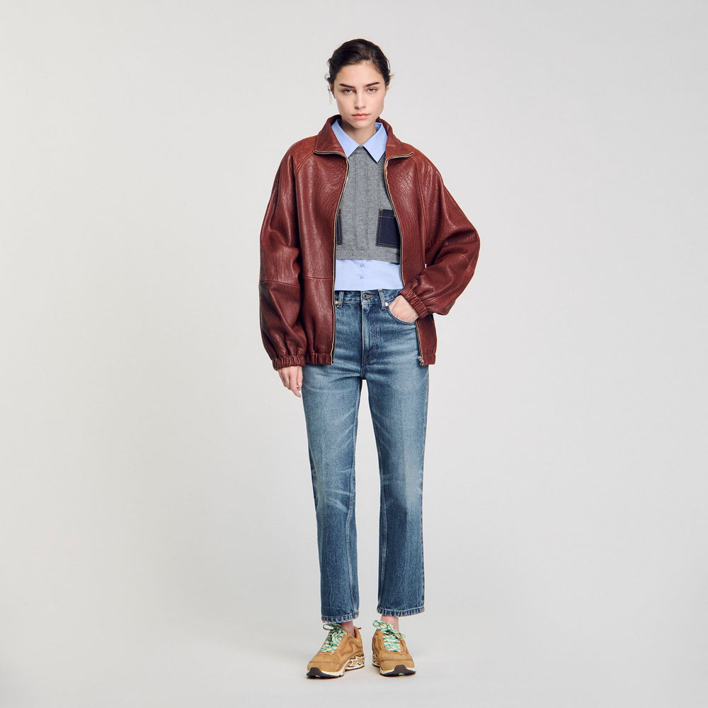Sandro / Cropped wool and cashmere sweater Grey