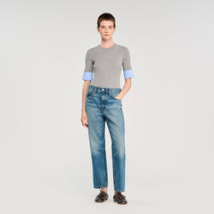 Sandro / Sweater with contrast short sleeves Grey