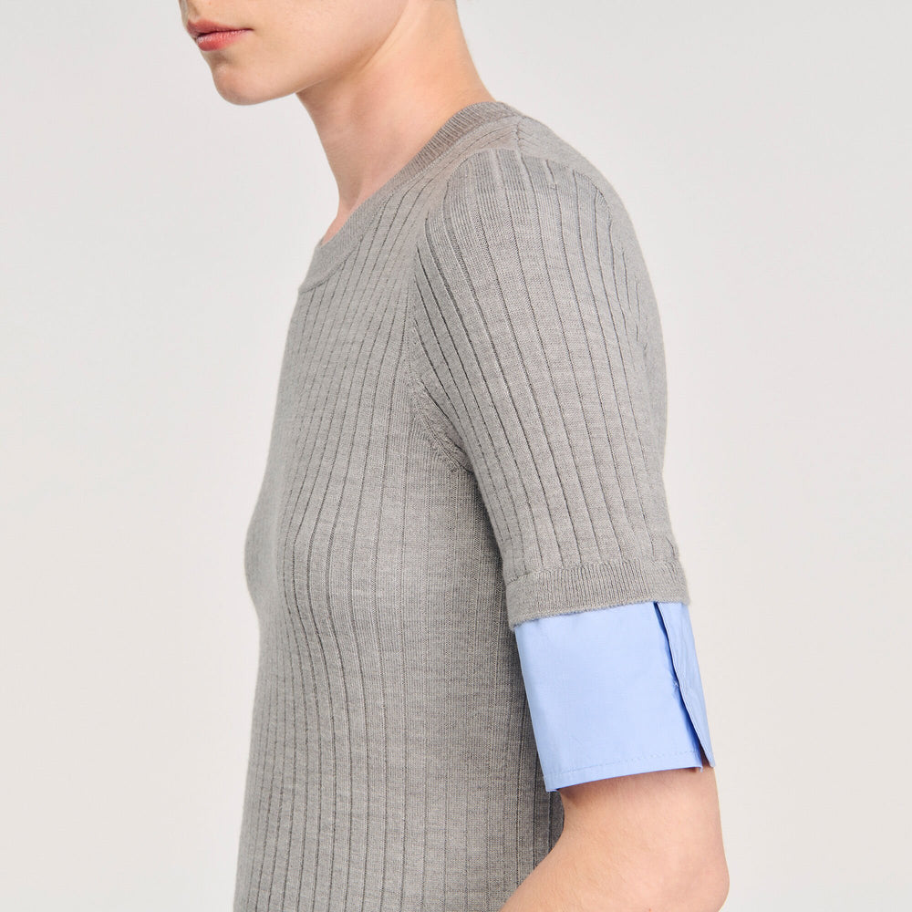 Sandro / Sweater with contrast short sleeves Grey