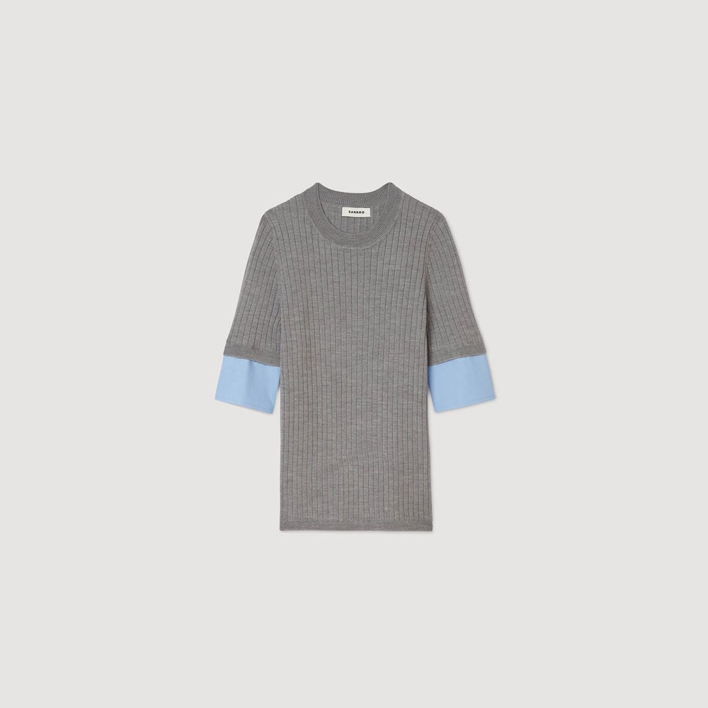 Sandro / Sweater with contrast short sleeves Grey