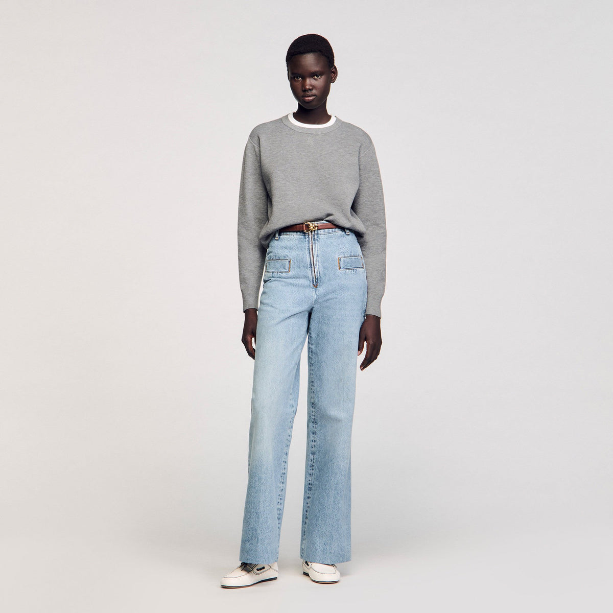 Sandro / Contrast collar sweater Grey