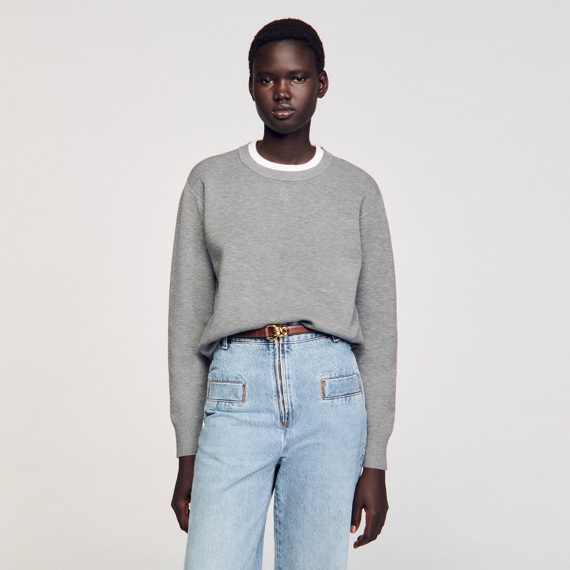 Sandro / Contrast collar sweater Grey