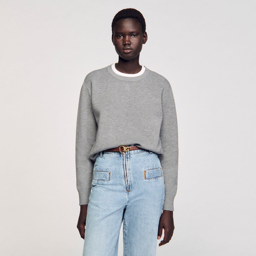 Sandro / Contrast collar sweater Grey
