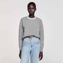 Sandro / Contrast collar sweater Grey