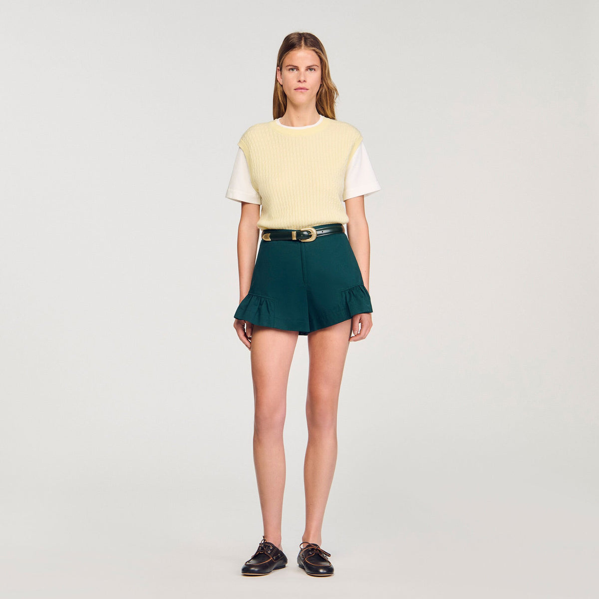 Sandro / Dual-material knit sweater Light Yellow
