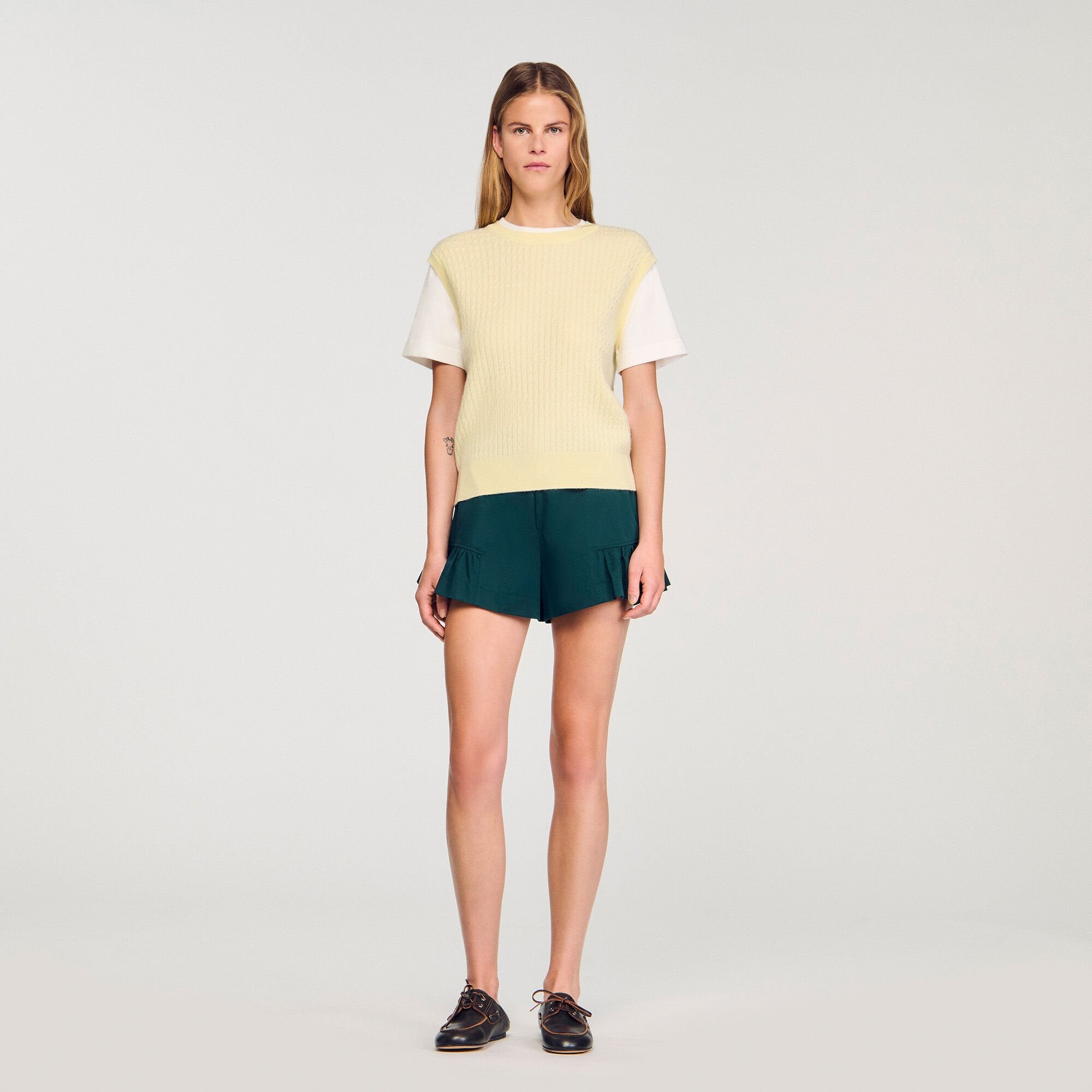 Sandro / Dual-material knit sweater Light Yellow