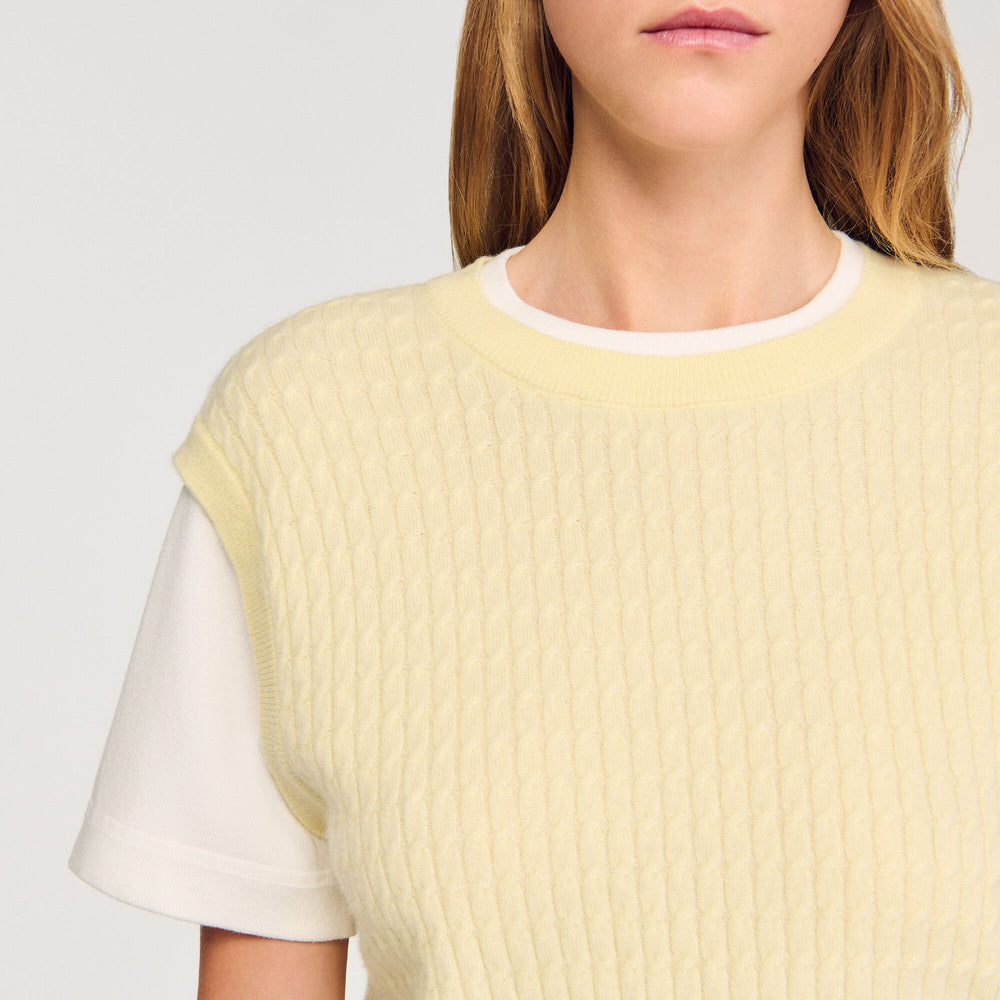 Sandro / Dual-material knit sweater Light Yellow