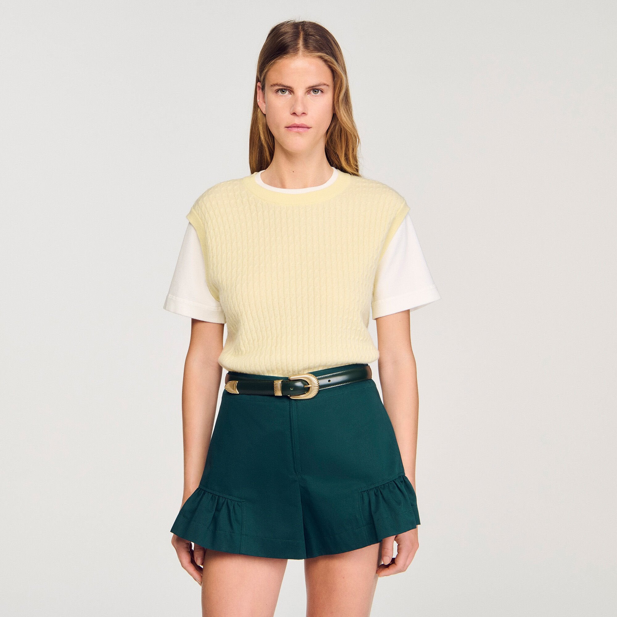 Sandro / Dual-material knit sweater Light Yellow