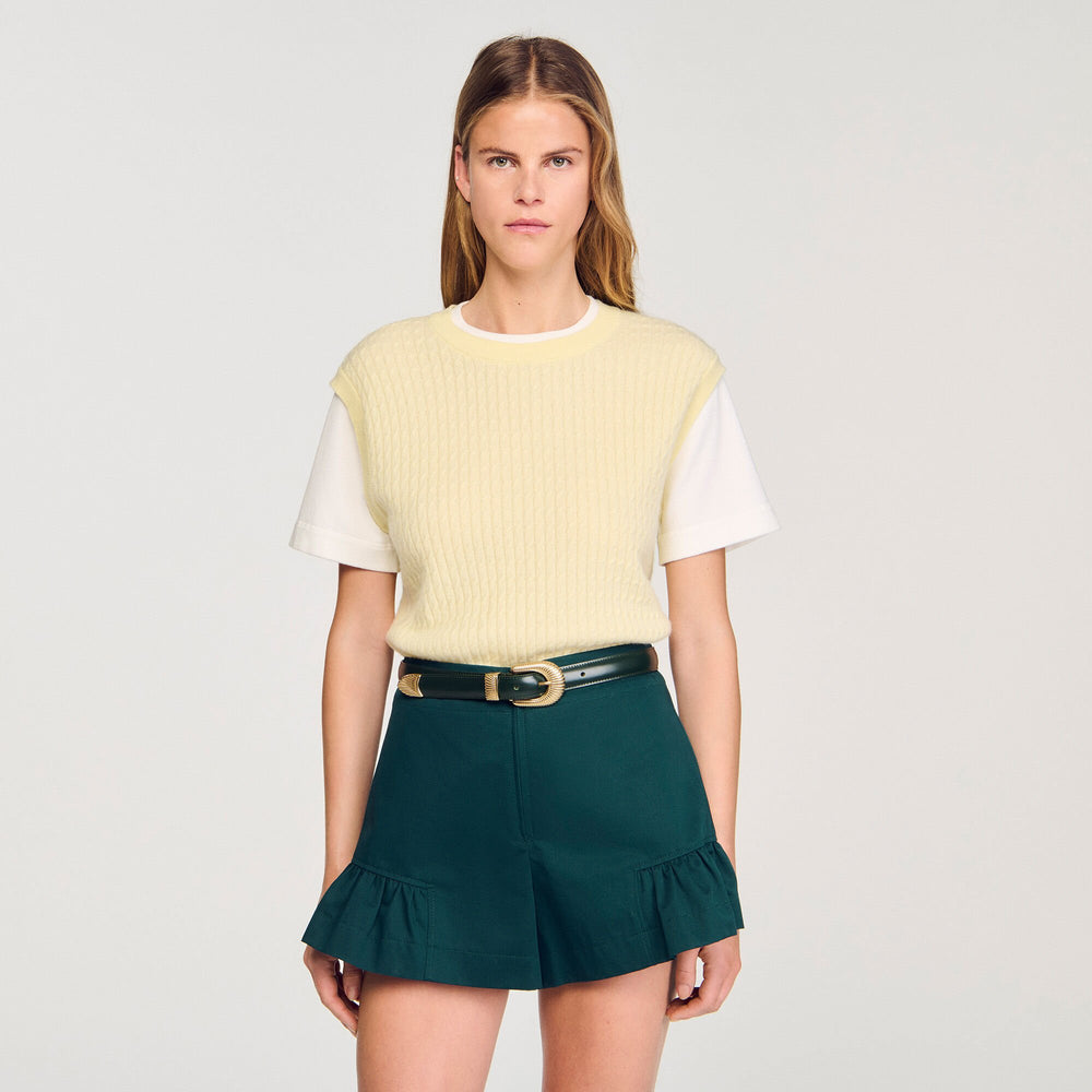 Sandro / Dual-material knit sweater Light Yellow
