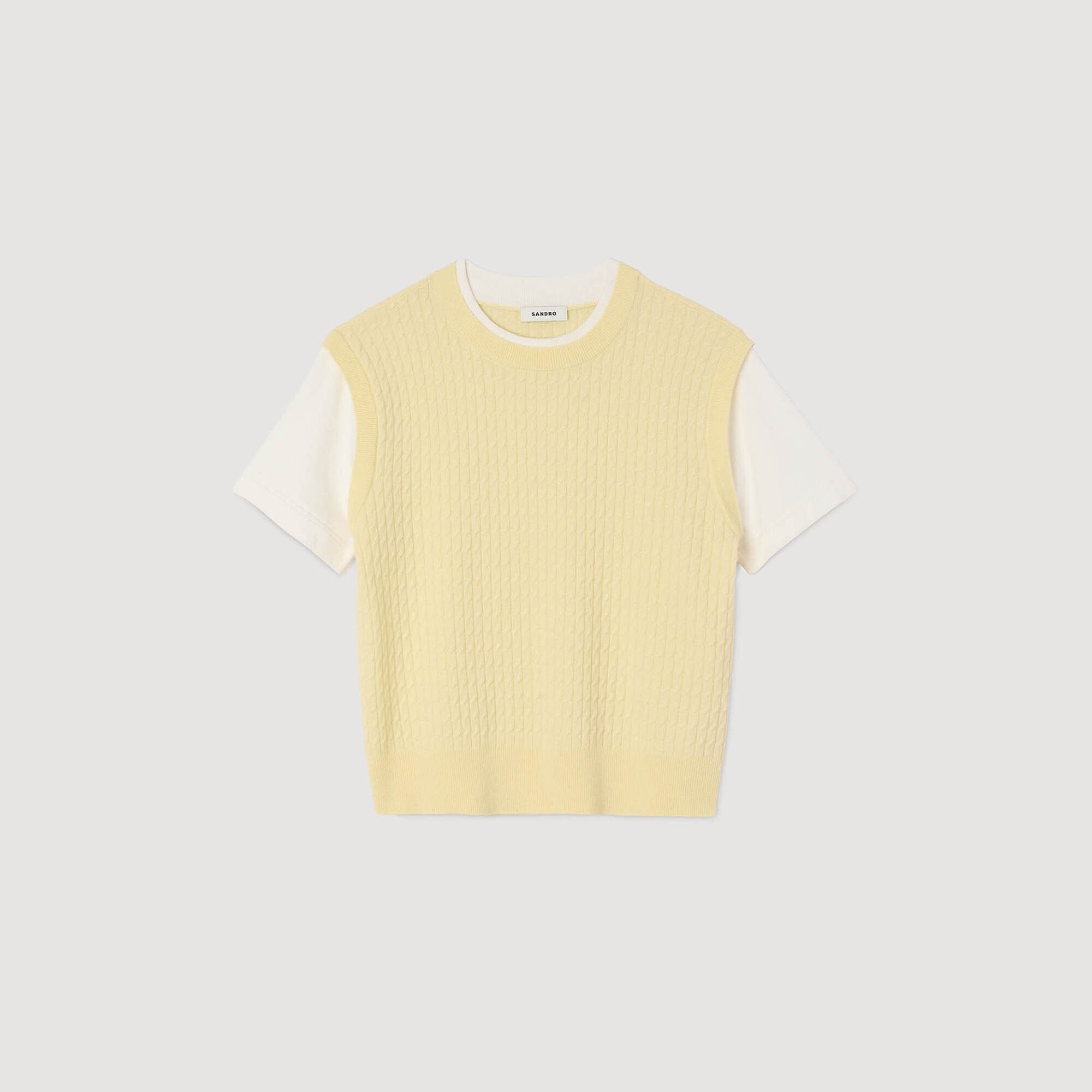 Sandro / Dual-material knit sweater Light Yellow