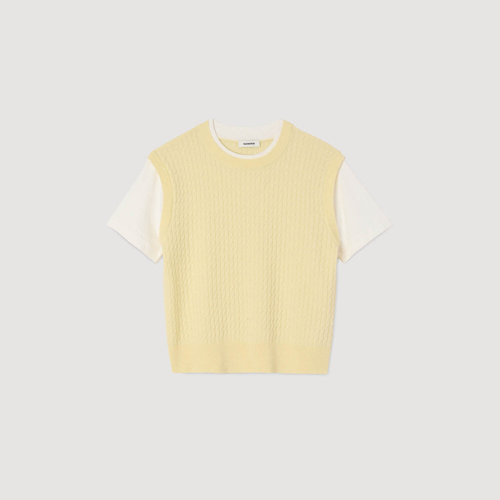 Sandro / Dual-material knit sweater Light Yellow