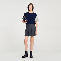 Sandro / Dual-material knit sweater Navy / Grey