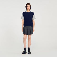Sandro / Dual-material knit sweater Navy / Grey