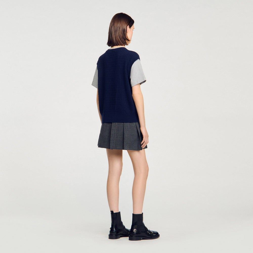 Sandro / Dual-material knit sweater Navy / Grey
