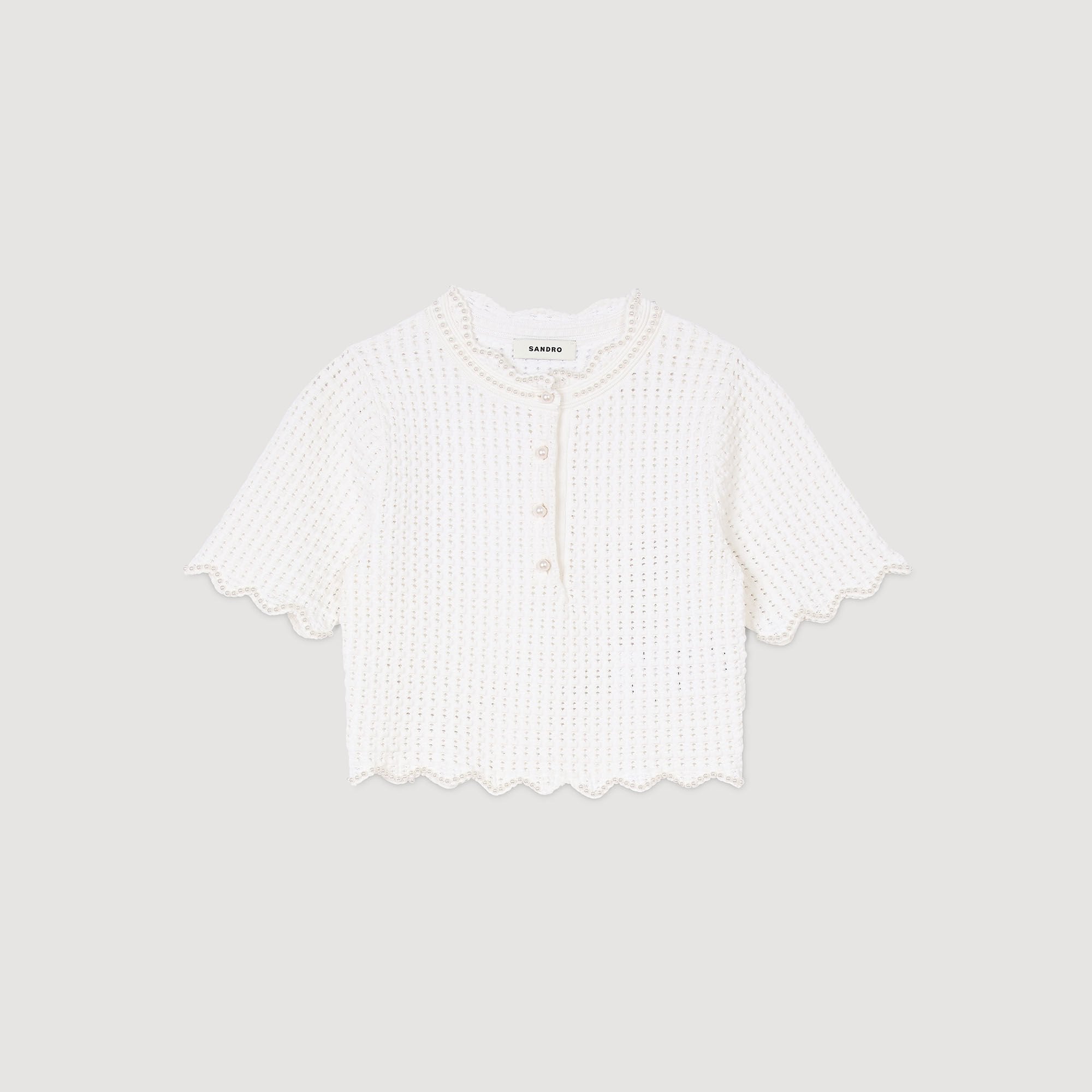Sandro / Pearl beaded knit sweater White