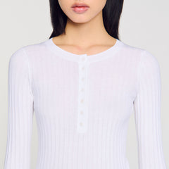 Sandro / Ribbed sweater with Tunisian collar White