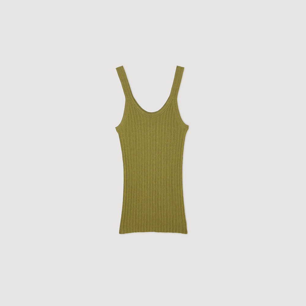 Sandro / Ribbed vest top Olive Green