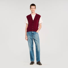 Sandro / Two-tone wool and cashmere sweater Bordeaux