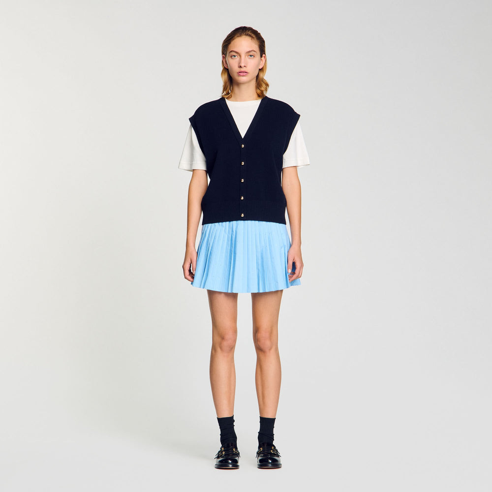 Sandro / Two-tone wool and cashmere sweater Dark Navy