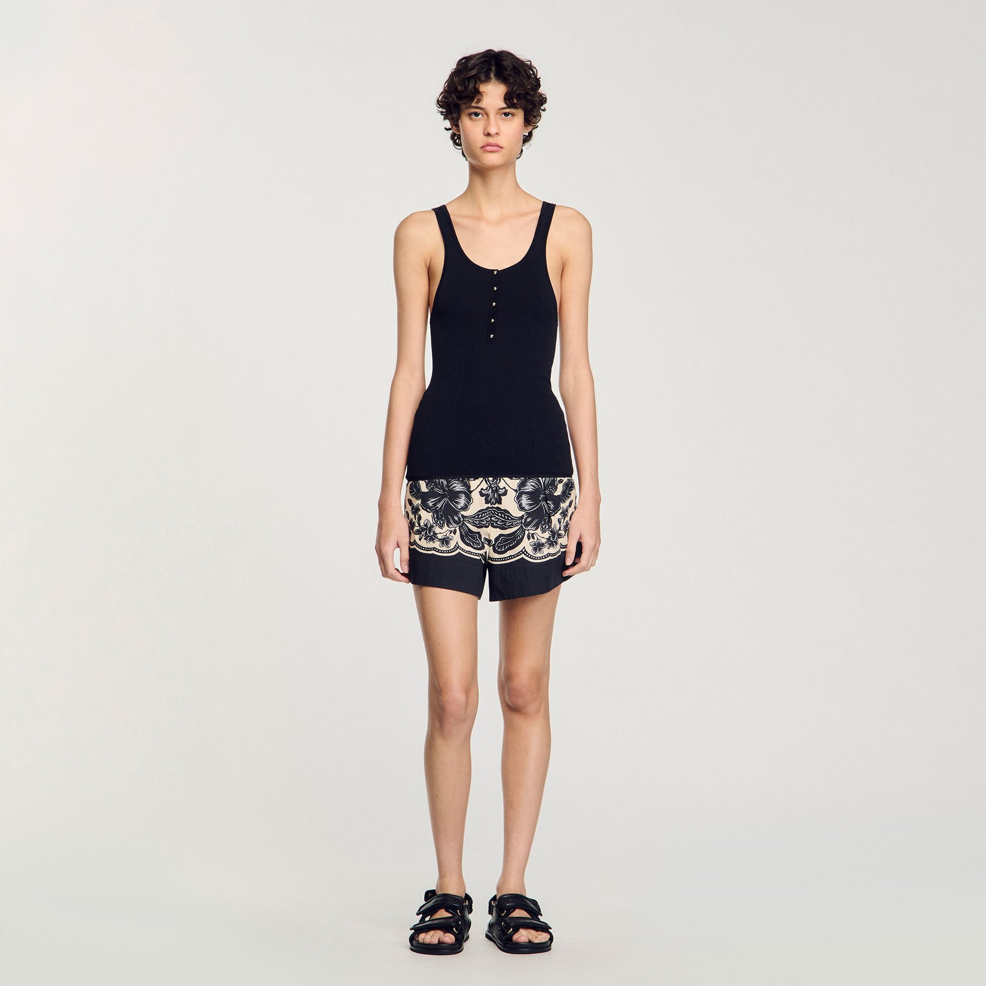 Sandro / Rib knit vest top Black