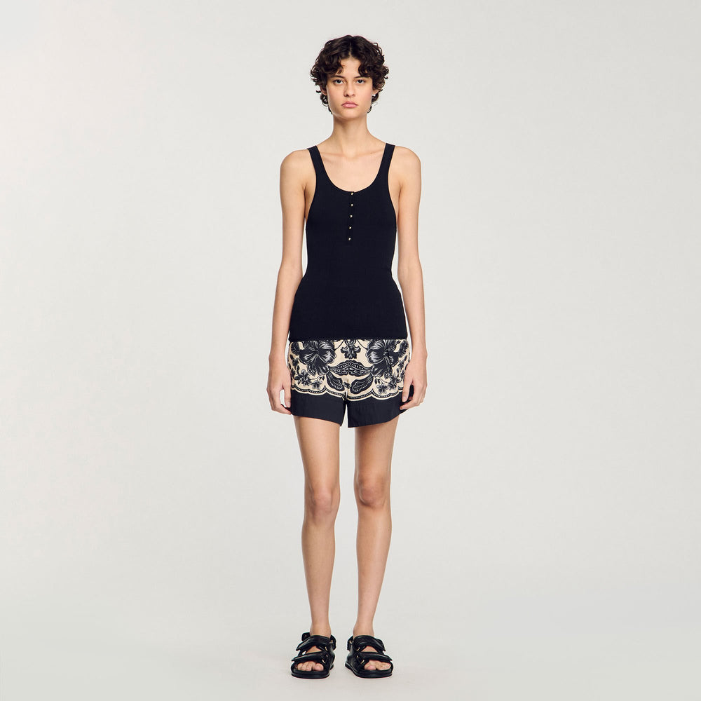 Sandro / Rib knit vest top Black