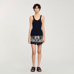 Sandro / Rib knit vest top Black