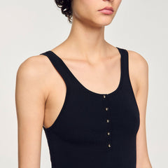 Sandro / Rib knit vest top Black