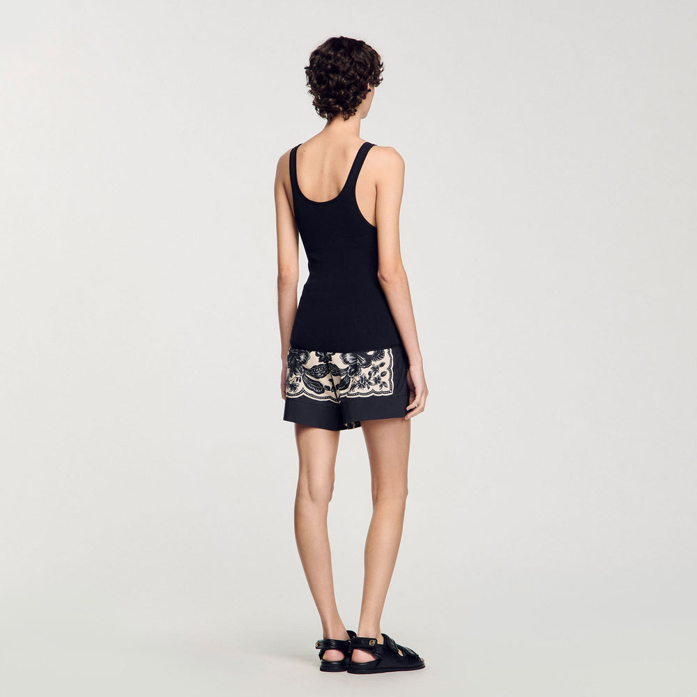 Sandro / Rib knit vest top Black