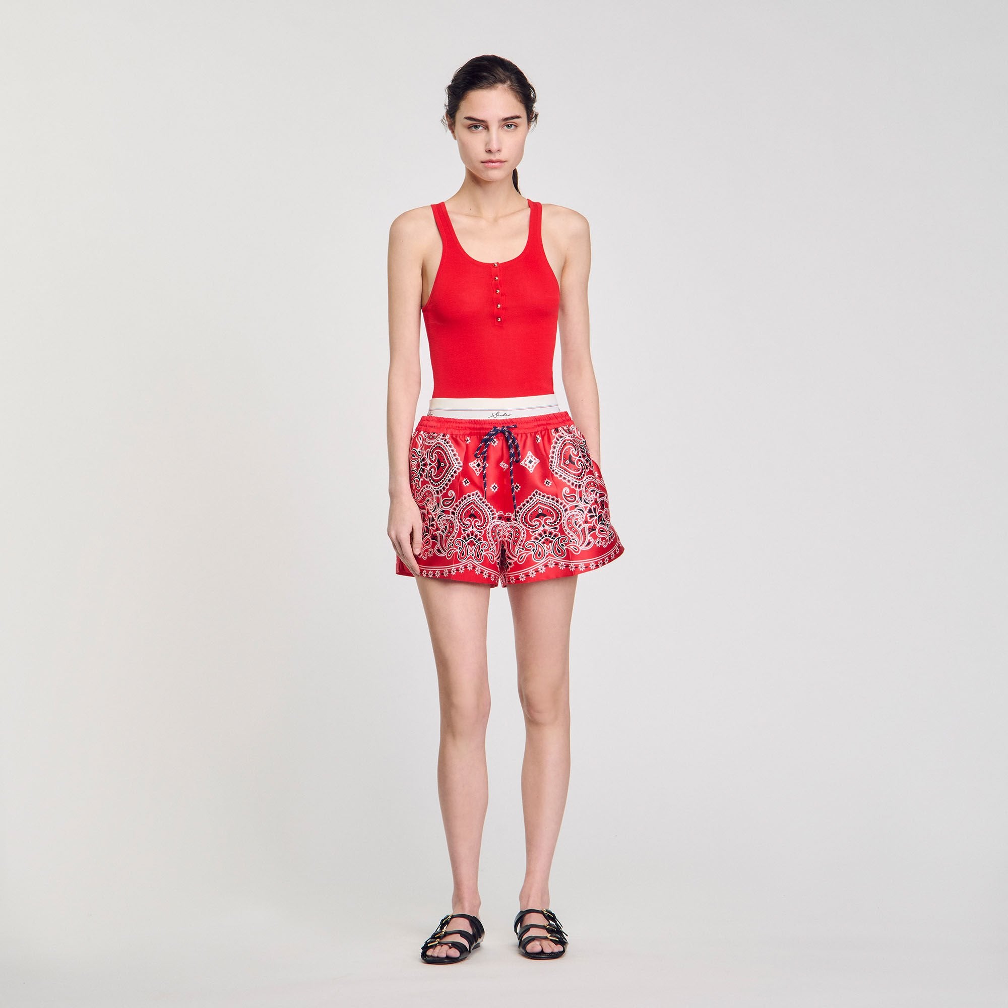 Sandro / Rib knit vest top Red