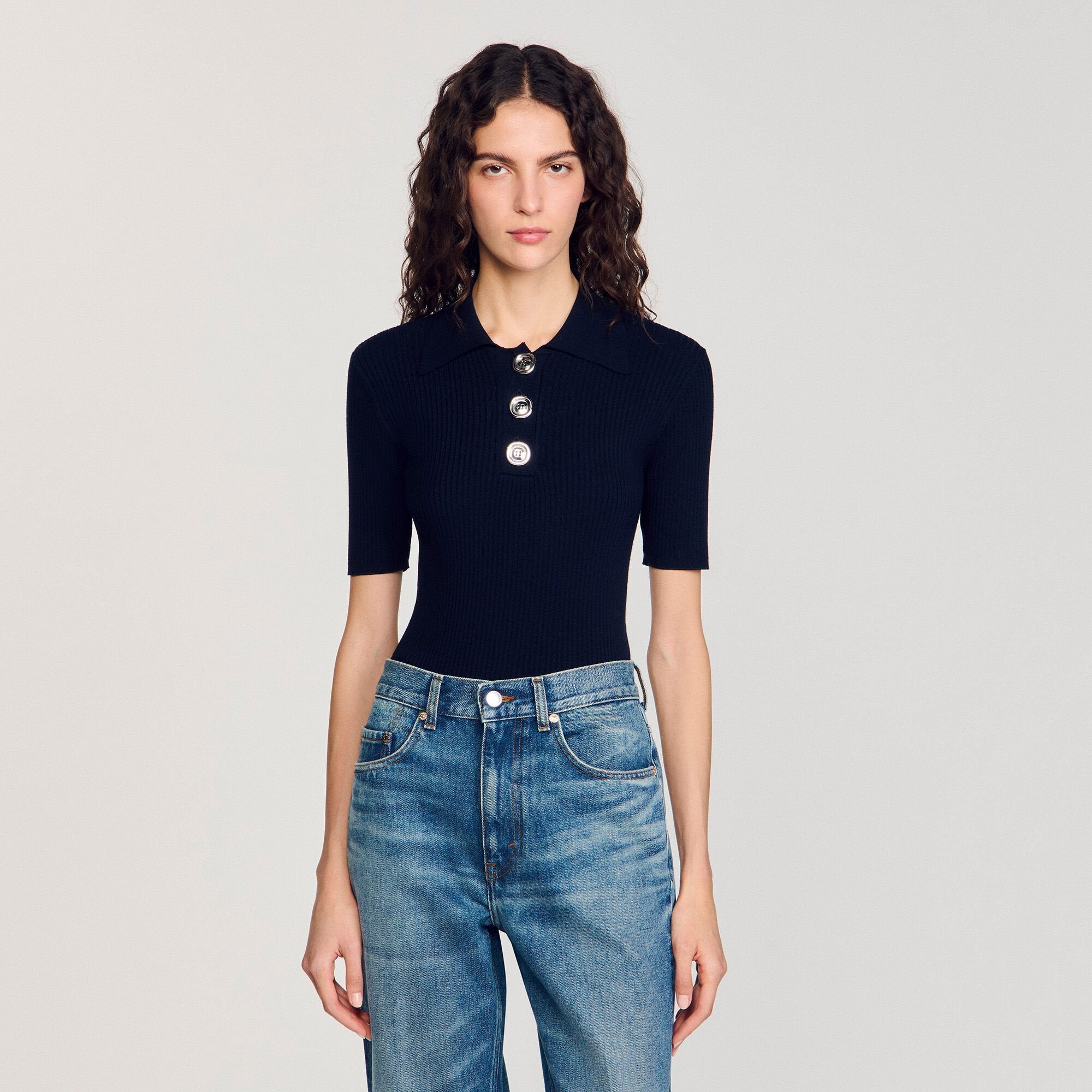 Sandro / Polo-neck sweater Navy Blue