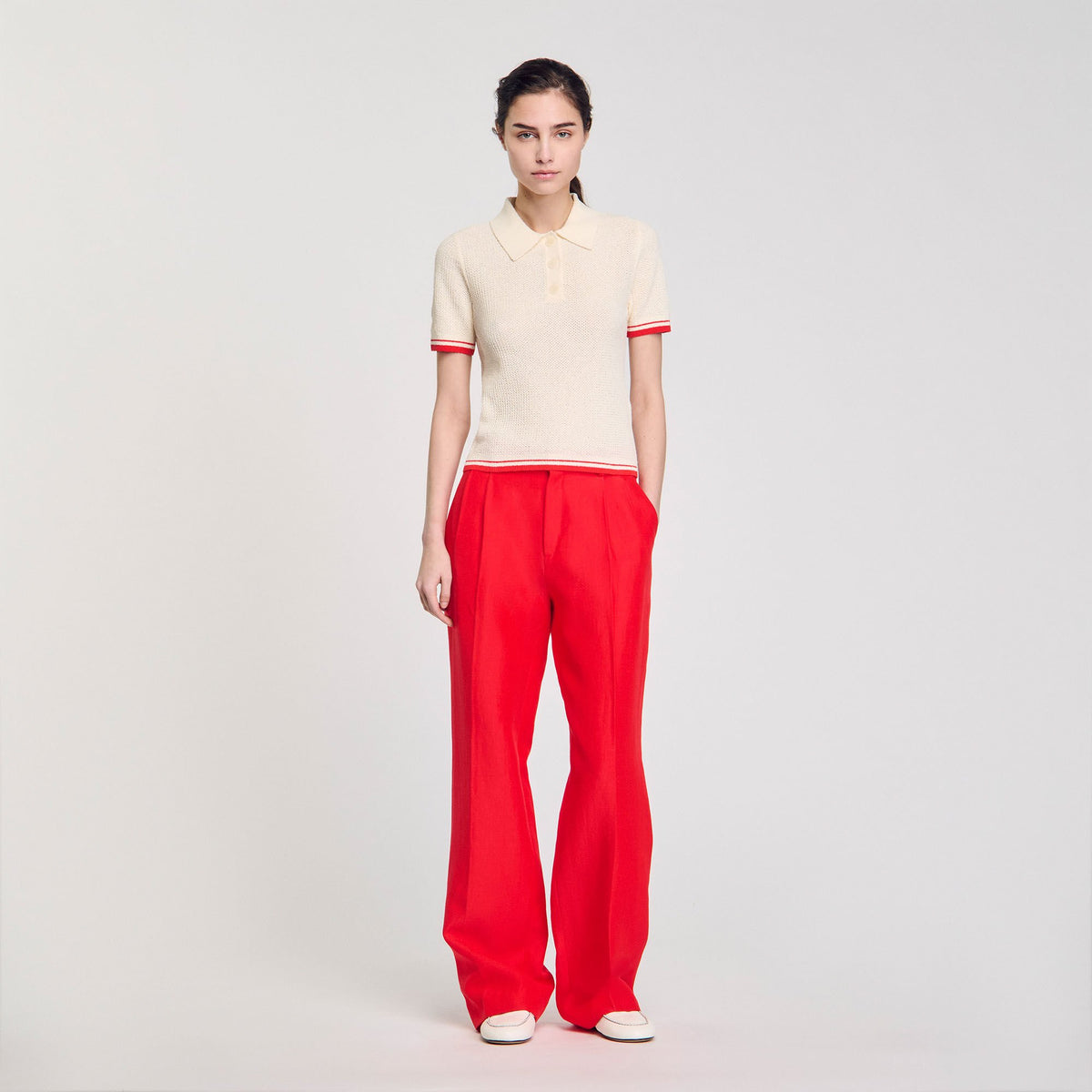 Sandro / Polo-neck sweater Ecru
