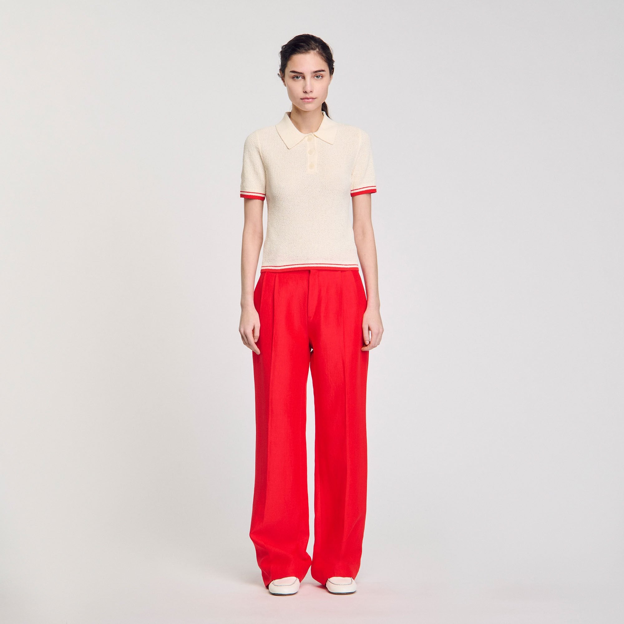 Sandro / Polo-neck sweater Ecru
