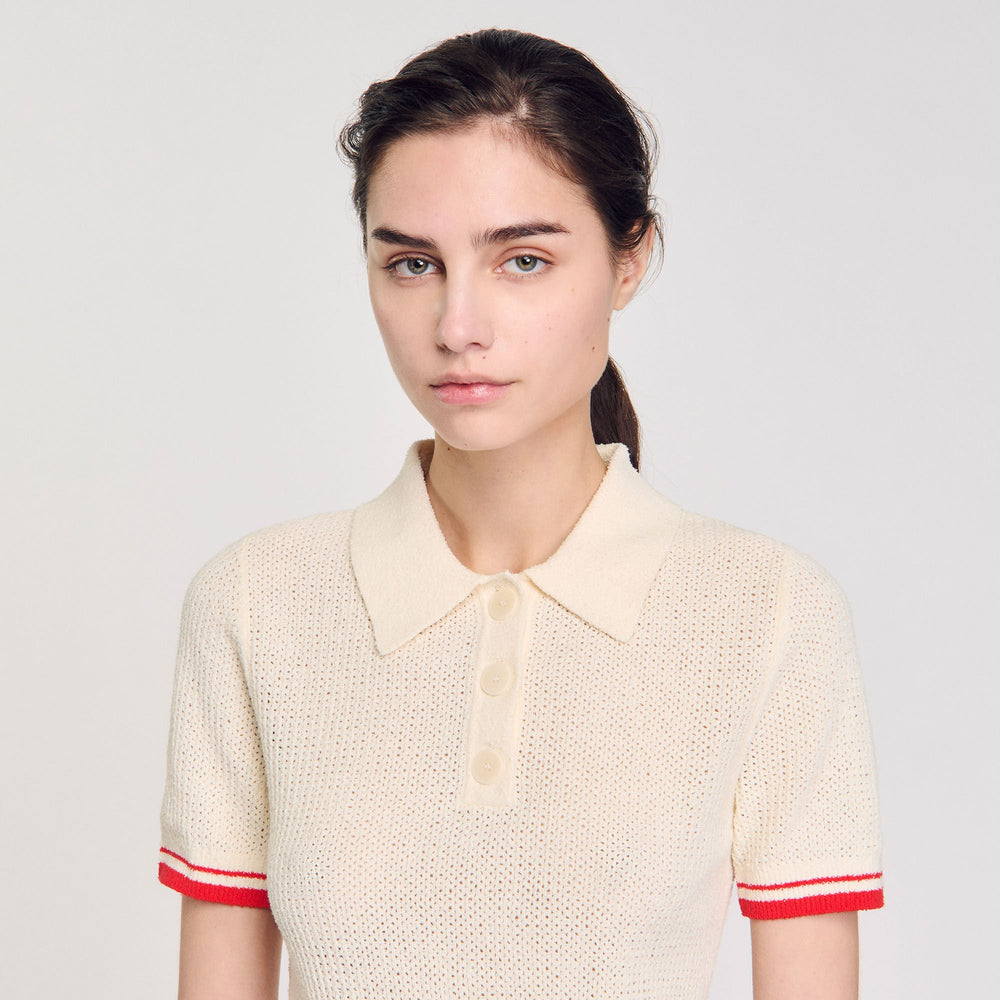 Sandro / Polo-neck sweater Ecru
