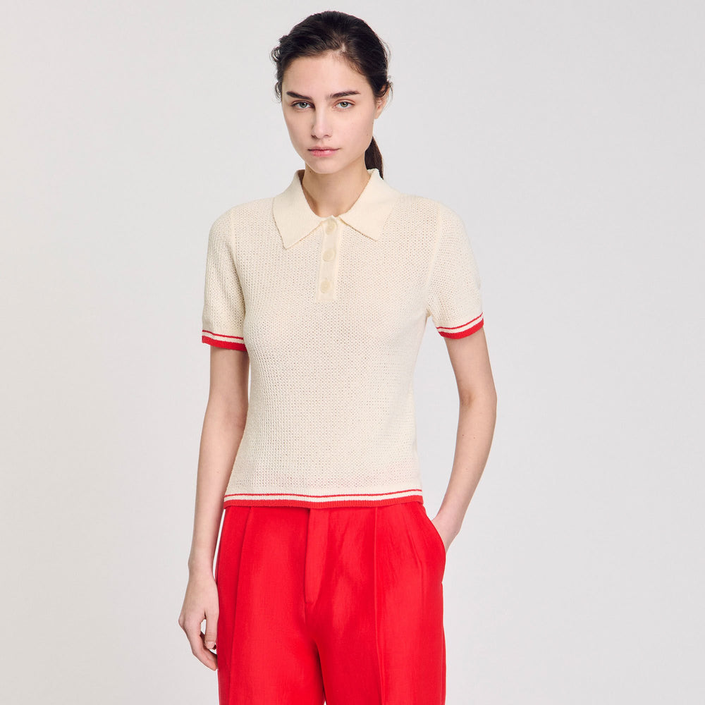 Sandro / Polo-neck sweater Ecru