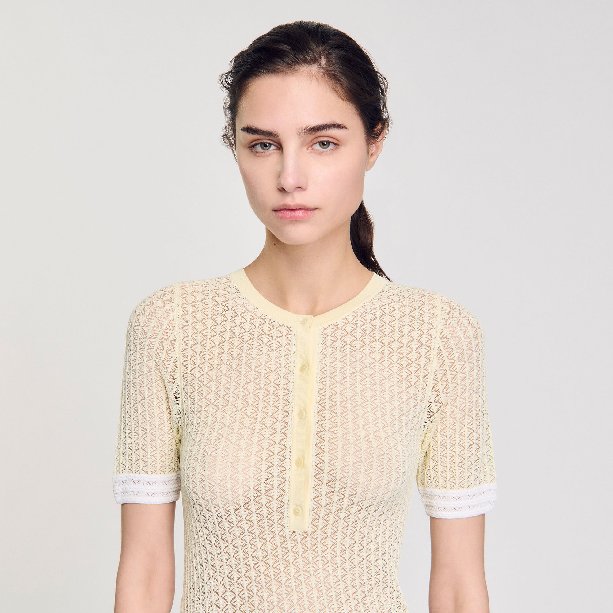 Sandro / Short-sleeved sweater Light Yellow