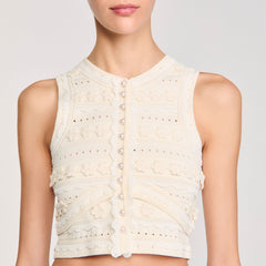 Sandro / Crochet detail sweater Ecru