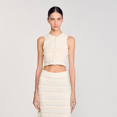Sandro / Crochet detail sweater Ecru